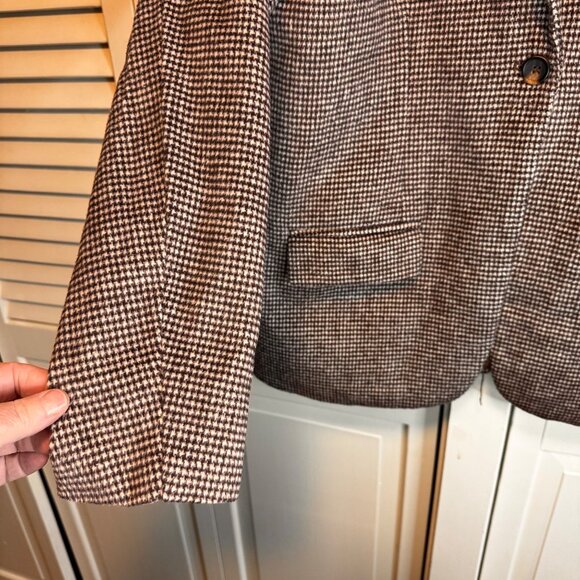 NASTY GAL COLLECTION WOMENS BROWN CHECK OVERSIZED WOOL BLEND LINED BLAZER - Picture 5 of 9